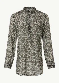 Longbluse aus Chiffon mit Leo-Print-Comma Clearance