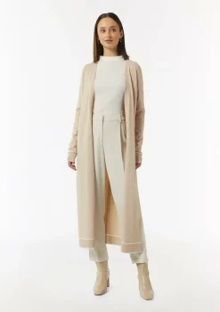 Long-Cardigan mit Kontrastdetails und seitlichen Schlitzen-Comma Online