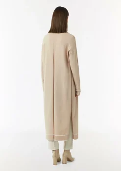 Long-Cardigan mit Kontrastdetails und seitlichen Schlitzen-Comma Online