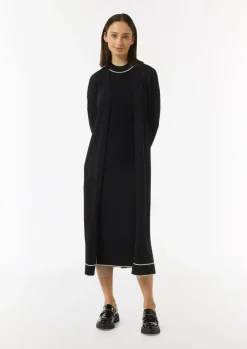 Long-Cardigan mit Kontrastdetails und seitlichen Schlitzen-Comma Discount