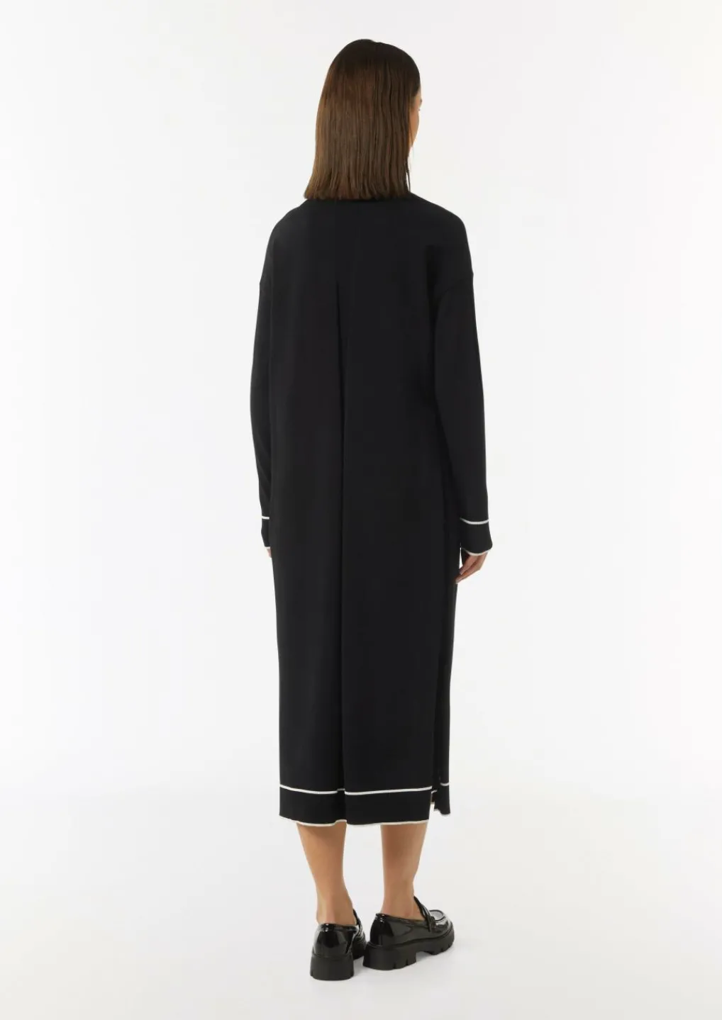 Long-Cardigan mit Kontrastdetails und seitlichen Schlitzen-Comma Discount