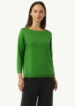 Longsleeve aus Strickjersey mit U-Boot-Ausschnitt-Comma Hot