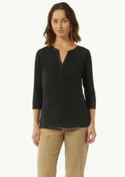 Longsleeve im Fabricmix mit Tunika-Ausschnitt-Comma Hot