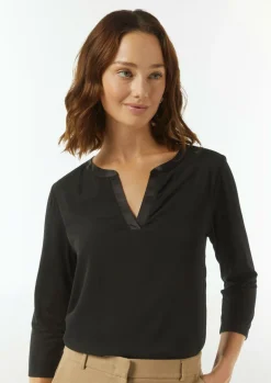 Longsleeve im Fabricmix mit Tunika-Ausschnitt-Comma Hot