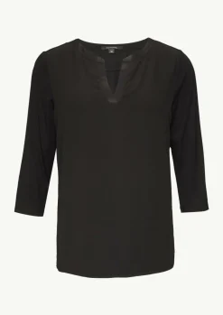 Longsleeve im Fabricmix mit Tunika-Ausschnitt-Comma Hot