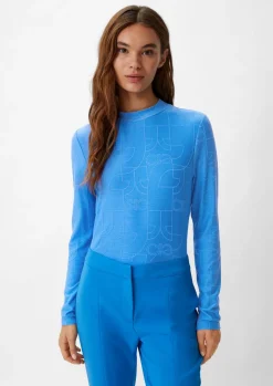 Longsleeve mit Logo-Muster-Comma Fashion
