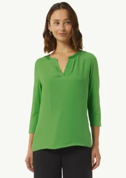 Longsleeve mit Tunika-Ausschnitt und Satinblende-Comma Outlet