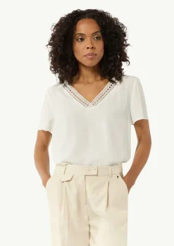 Loose-Fit-Shirt aus Crêpe mit Spitzen-Detail-Comma New