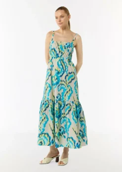 Luftiges Baumwollkleid in Maxi-Länge mit Smok-Detail-Comma Clearance