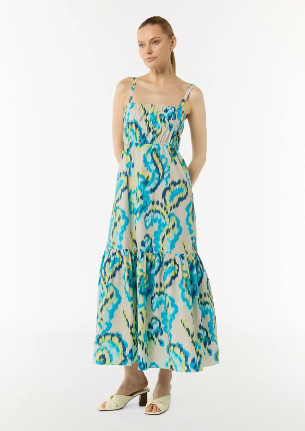 Luftiges Baumwollkleid in Maxi-Länge mit Smok-Detail-Comma Clearance
