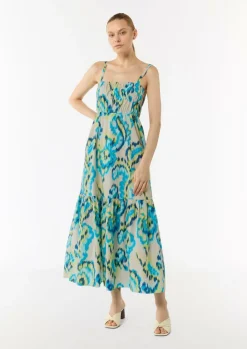 Luftiges Baumwollkleid in Maxi-Länge mit Smok-Detail-Comma Clearance