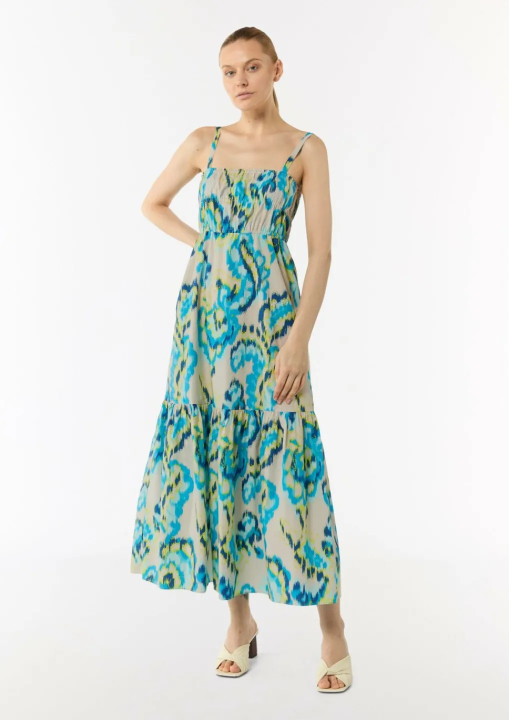 Luftiges Baumwollkleid in Maxi-Länge mit Smok-Detail-Comma Clearance