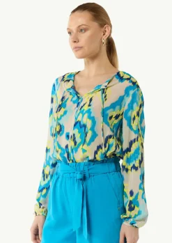 Luftige Viskosebluse mit All-over-Print im Relaxed Fit-Comma Outlet