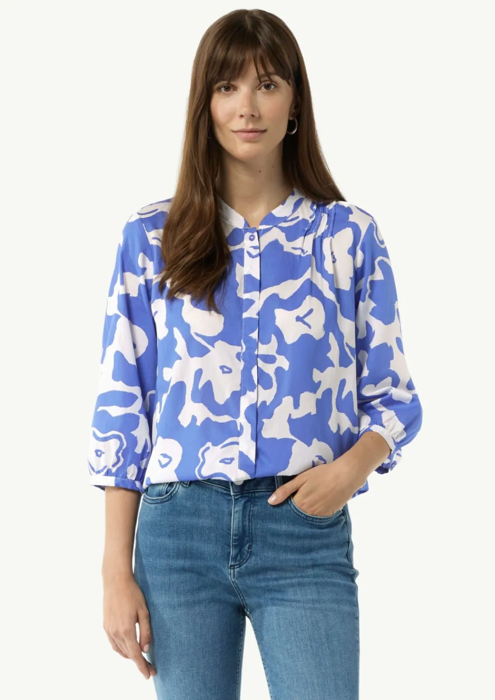 Lyocellbluse mit Faltendetail und 3/4-Ärmeln-Comma Fashion