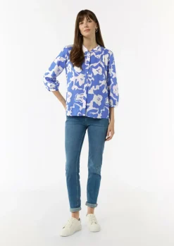 Lyocellbluse mit Faltendetail und 3/4-Ärmeln-Comma Fashion