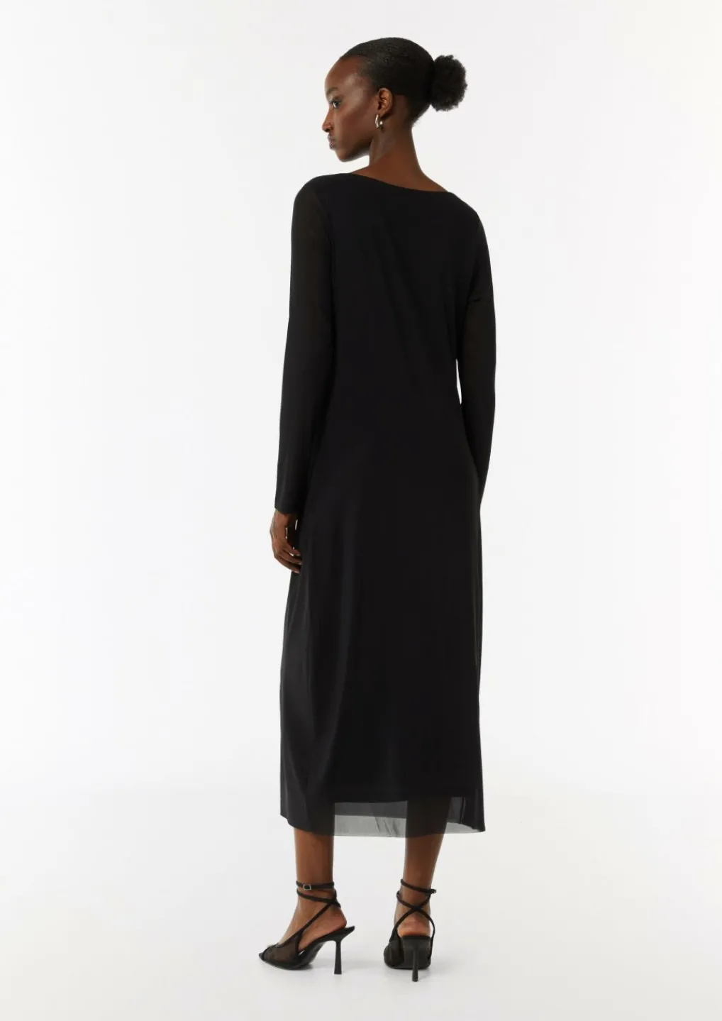 Mesh-Kleid im Slim Fit mit Wasserfall-Ausschnitt-Comma New