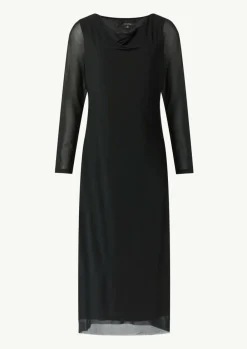 Mesh-Kleid im Slim Fit mit Wasserfall-Ausschnitt-Comma New