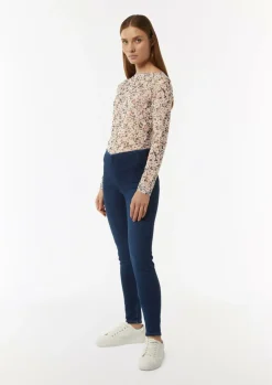 Mesh-Langarmshirt mit floraler Musterung-Comma New