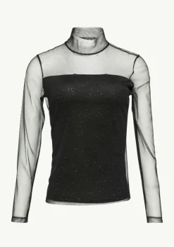 Mesh-Longsleeve mit Glitzer-Details-Comma Best