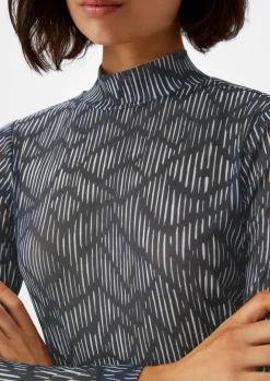 Mesh-Longsleeve mit Stehkragen-Comma Online