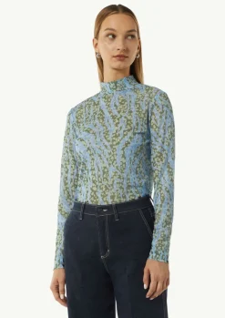 Mesh-Shirt mit Stehkragen-Comma Fashion