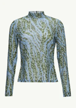 Mesh-Shirt mit Stehkragen-Comma Fashion