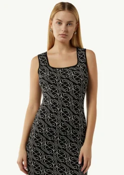 Midi-Feinstrickkleid mit grafischem Muster-Comma Fashion