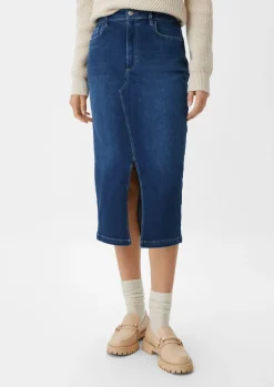 Midi Jeansrock mit Schlitz-Comma Online