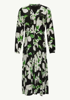 Midikleid aus Crêpe mit verdeckter Knopfleiste-Comma Discount