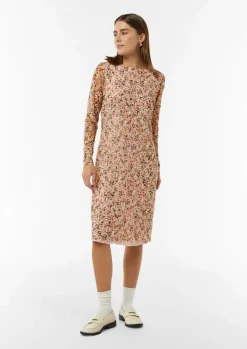 Midikleid aus Mesh mit floralem Print-Comma Discount