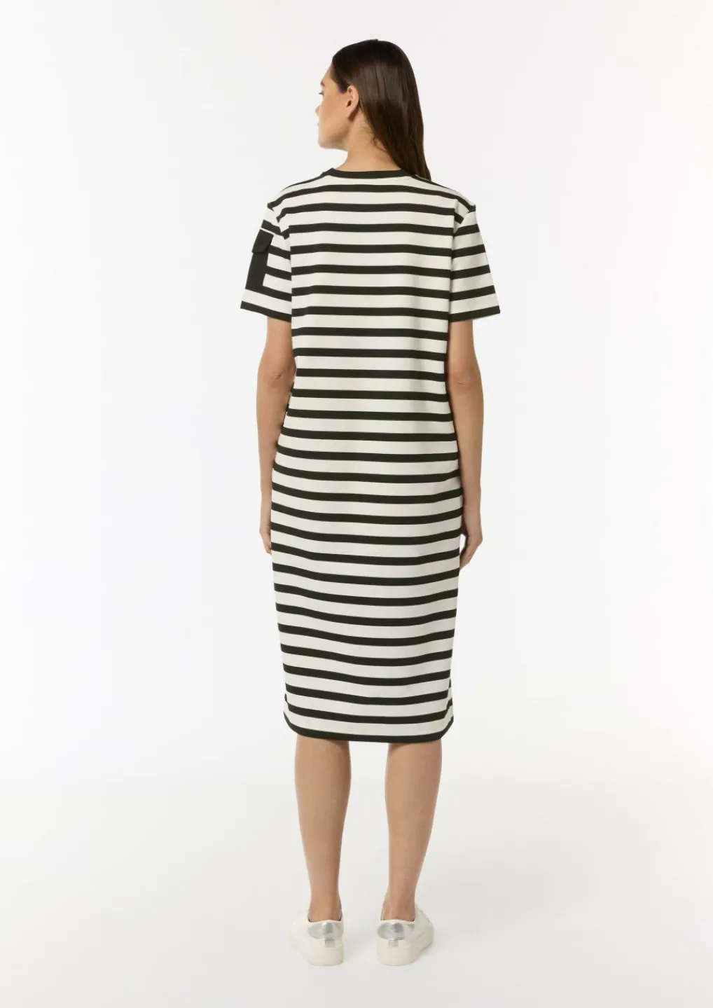 Midi-Kleid mit Streifenmuster und Folien-Print-Comma Fashion