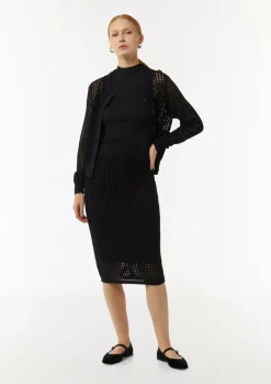Midirock aus Ajourstrick im Slim Fit-Comma Outlet