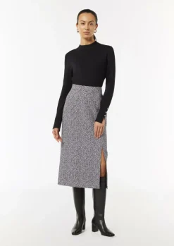 Midirock aus Jacquard mit Schlitz-Comma Sale