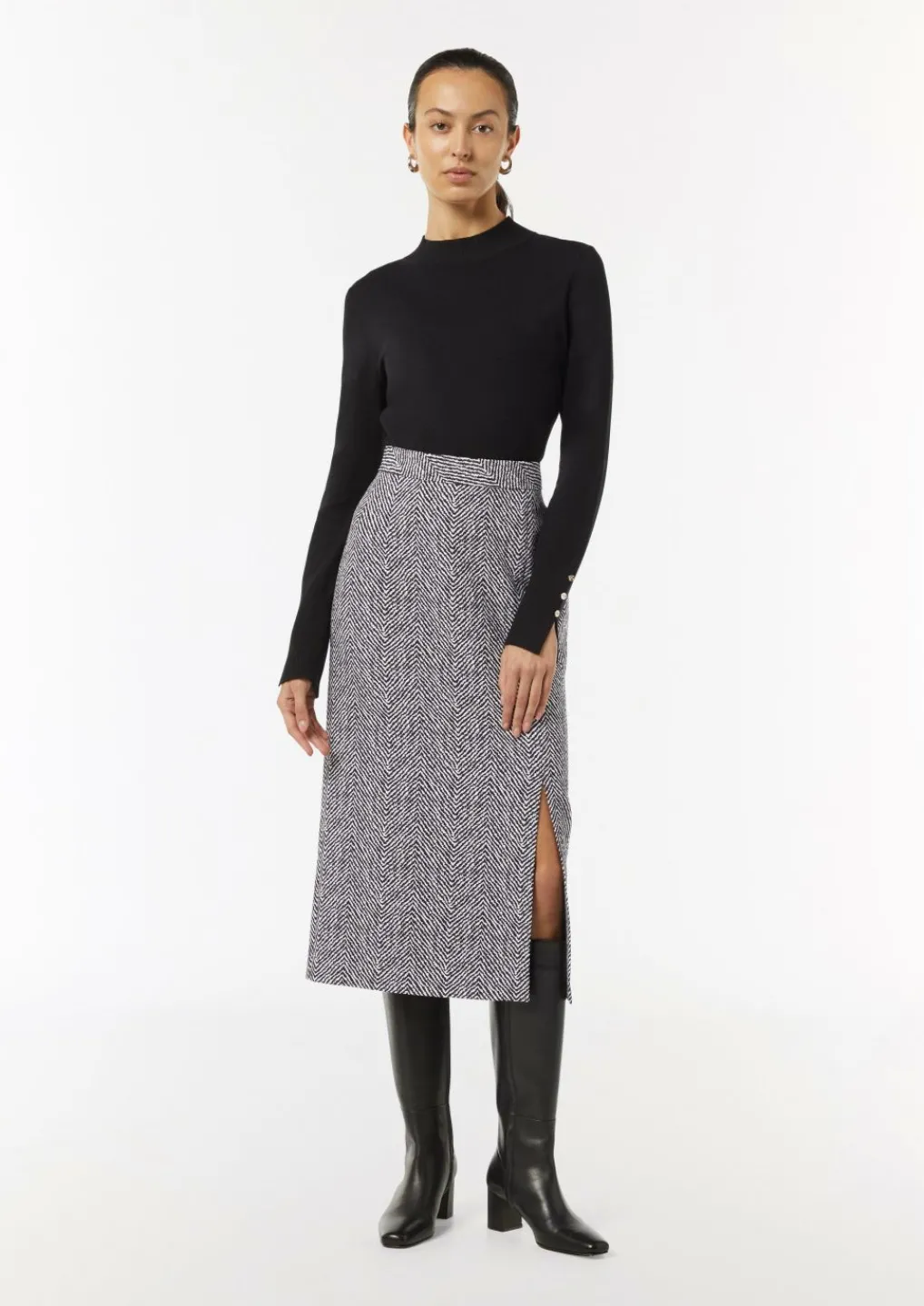 Midirock aus Jacquard mit Schlitz-Comma Sale