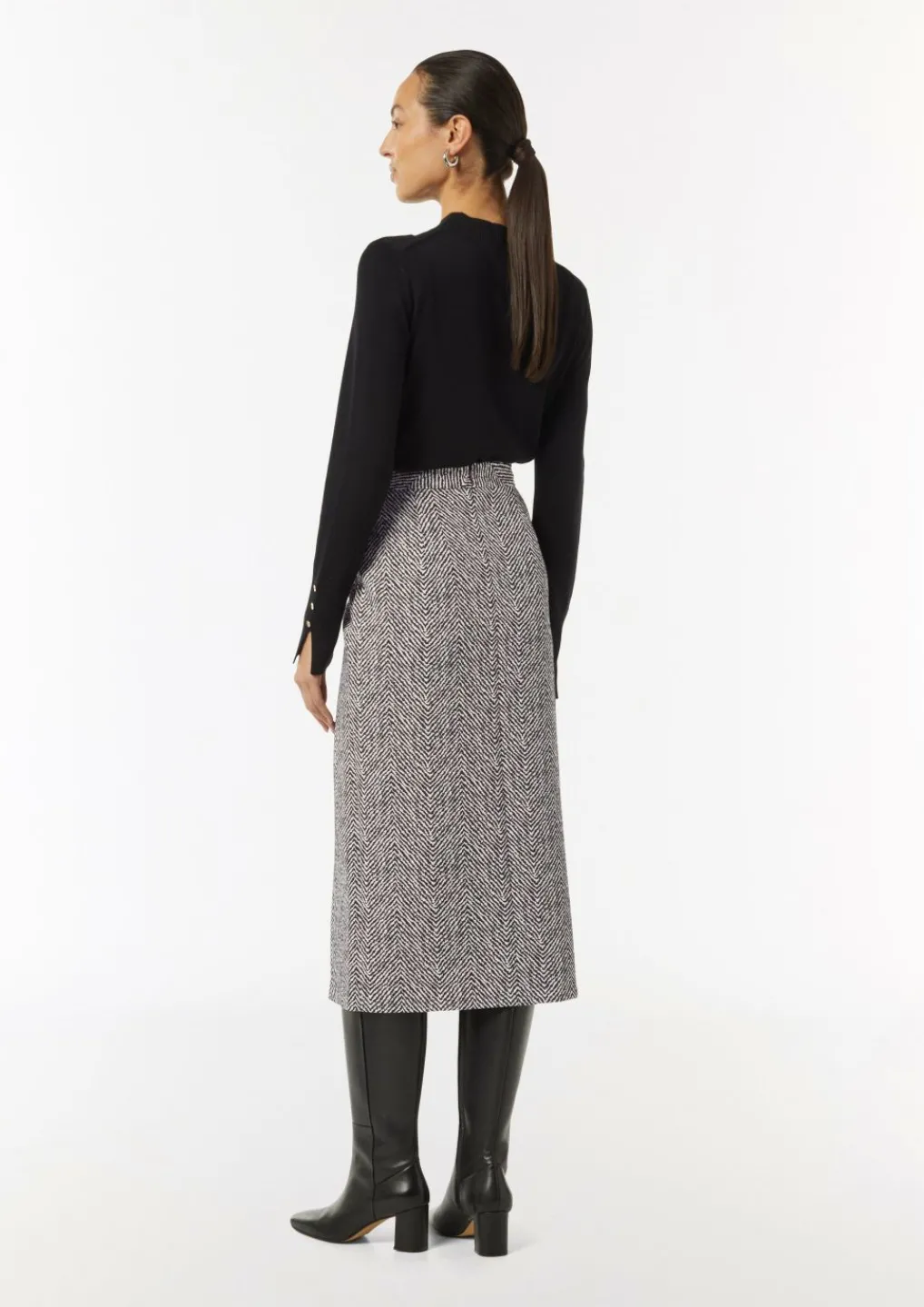 Midirock aus Jacquard mit Schlitz-Comma Sale