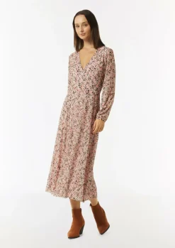 Midi-Wickelkleid mit All-over-Print aus Mesh-Comma New