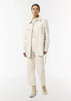 Overshirt in Lederoptik mit abnehmbarem Gürtel-Comma Online