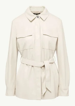 Overshirt in Lederoptik mit abnehmbarem Gürtel-Comma Online