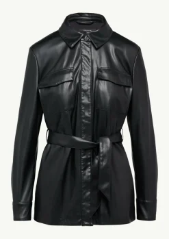 Overshirt in Lederoptik mit abnehmbarem Gürtel-Comma Sale