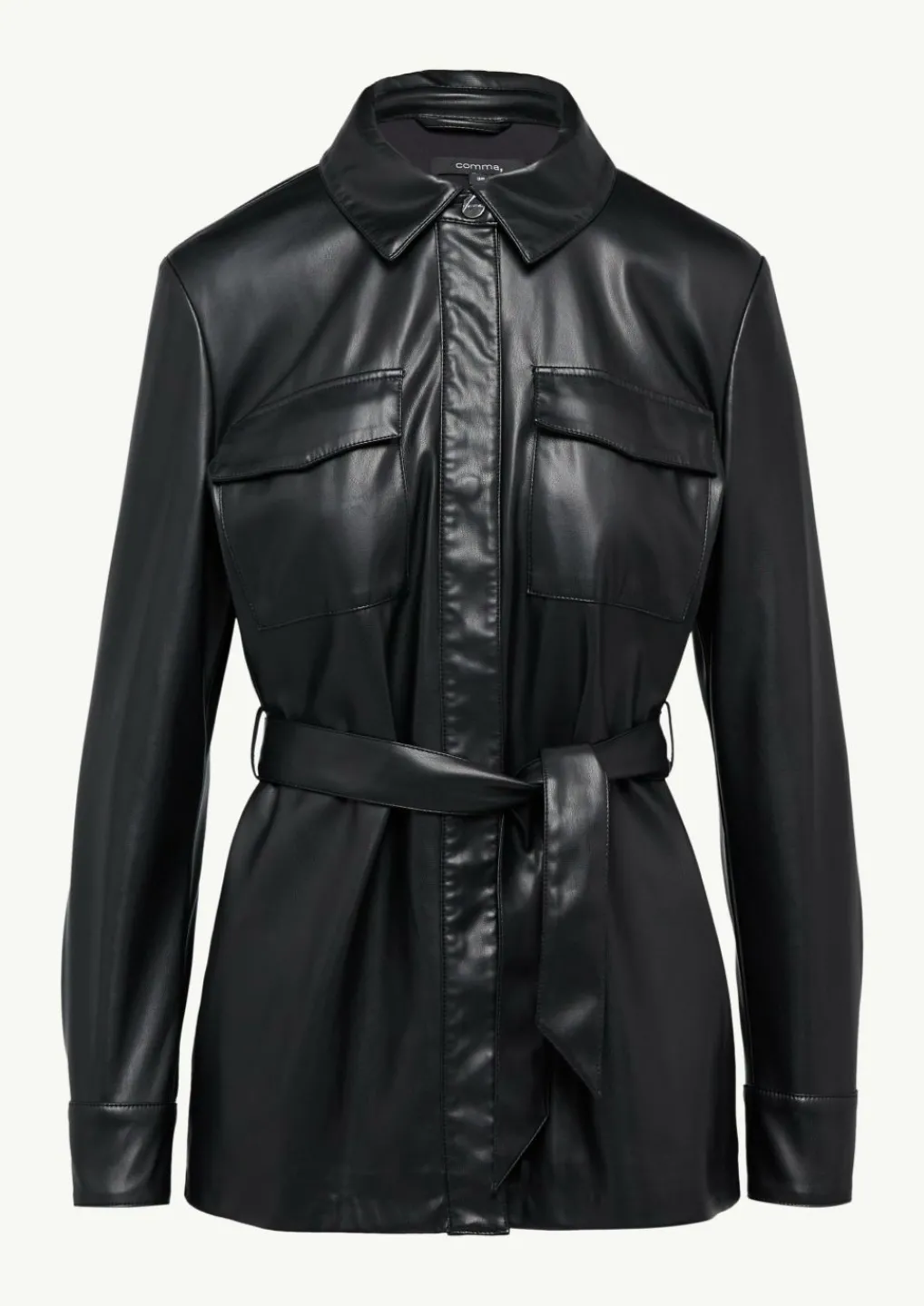 Overshirt in Lederoptik mit abnehmbarem Gürtel-Comma Sale