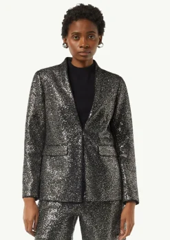 Pailletten-Blazer mit Stehkragen-Comma New