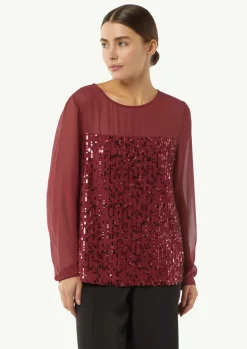Pailletten-Bluse aus Chiffon-Comma Clearance