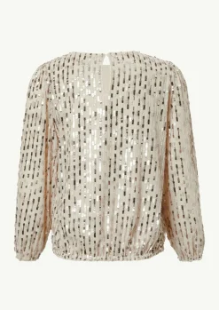 Pailletten-Bluse mit Rundhalsausschnitt-Comma Online