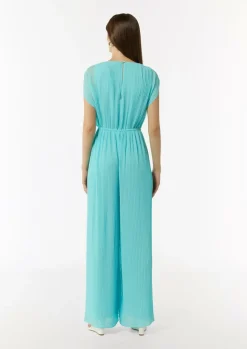 Plissee-Jumpsuit mit V-Ausschnitt-Comma Sale