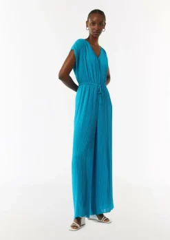 Plissee-Jumpsuit mit V-Ausschnitt-Comma Online