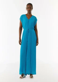 Plissee-Jumpsuit mit V-Ausschnitt-Comma Online