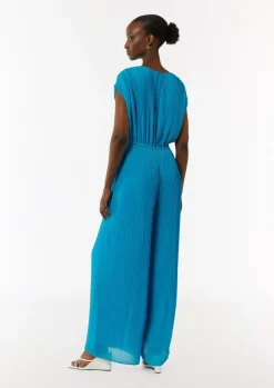 Plissee-Jumpsuit mit V-Ausschnitt-Comma Online