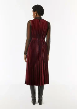 Plissee-Kleid aus Viskose mit Gürtel-Comma Online