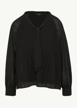 Plissierte Chiffon-Bluse mit Schleifen-Detail-Comma Clearance