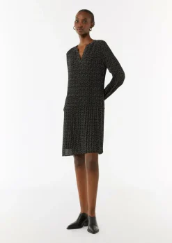 Plissiertes Chiffon-Kleid mit V-Ausschnitt-Comma Sale